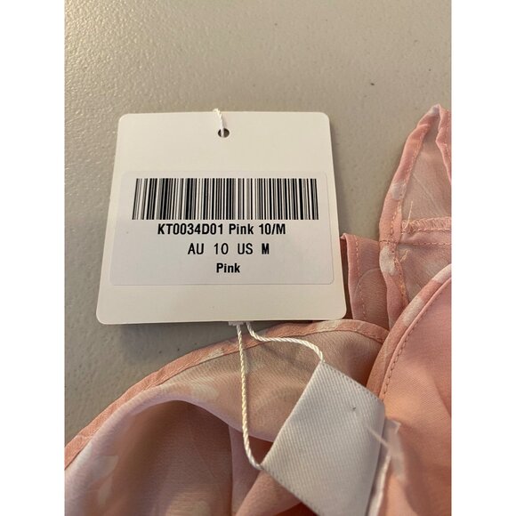 NWT Pink Ruffled Floral Mini Dress Ties in Back V-Neck Medium - Picture 5 of 11